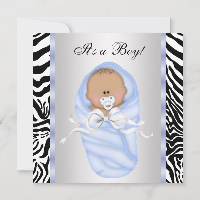 Invitation Cartons d'invitation pour Baby Shower Garçon Zèbre (Devant)