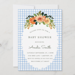 Invitation Cartons d'invitation pour Baby Shower Gingham Flor