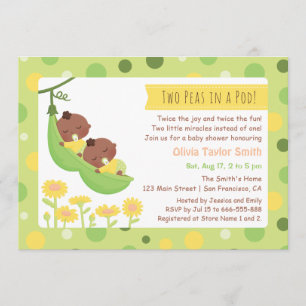 Invitation Cartons d'invitation pour Baby Shower jumeaux afro