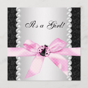 Invitation Cartons d'invitation pour Baby Shower Ladybug Rose