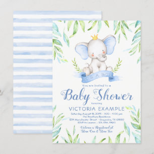 Invitation Cartons d'invitation pour Baby Shower Prince éléph