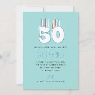 Invitation Cartons d'invitation pour fête d'anniversaire 50 b