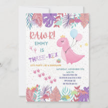Cartons d'invitation pour fête de dinosaures 