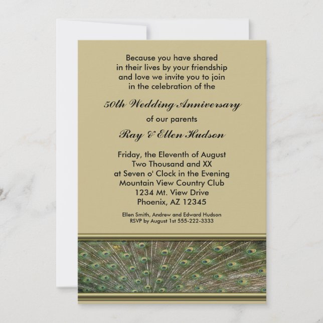 Invitation Cartons d'invitation pour la fête du 50e anniversa (Devant)
