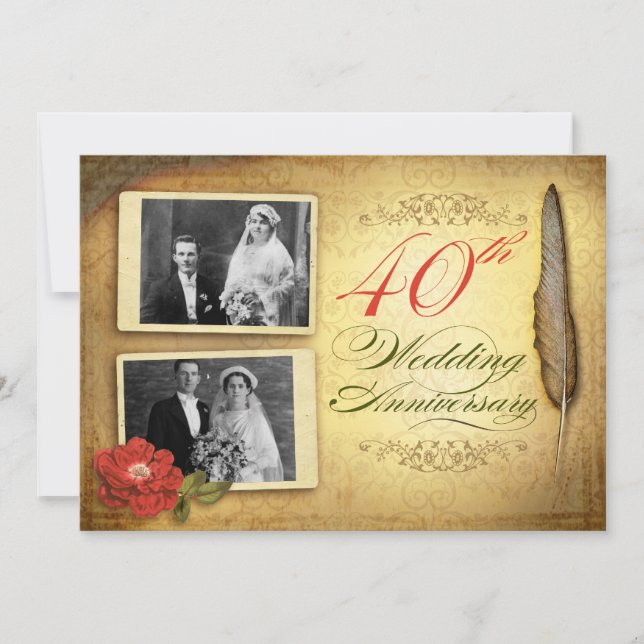 Invitation Cartons d'invitation pour le 40ème anniversaire de (Devant)