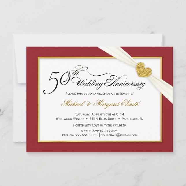 Invitation Cartons d'invitation pour le 50e anniversaire - Ro (Devant)