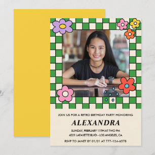 Invitation Cartons d'invitation pour les 14 ans Rétro Fleurs 