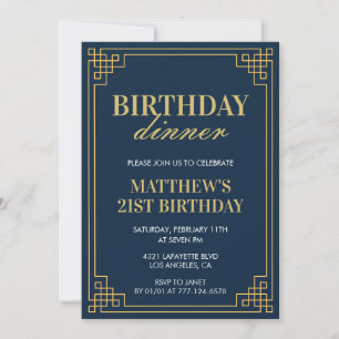 Invitation Cartons d'invitation pour les 21 ans Dîner d'anniv