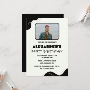 Invitation Cartons d'invitation pour les 21 ans Hommes Noir S