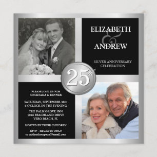 Invitation Cartons d'invitation pour les 25 ans avec 2 Photos