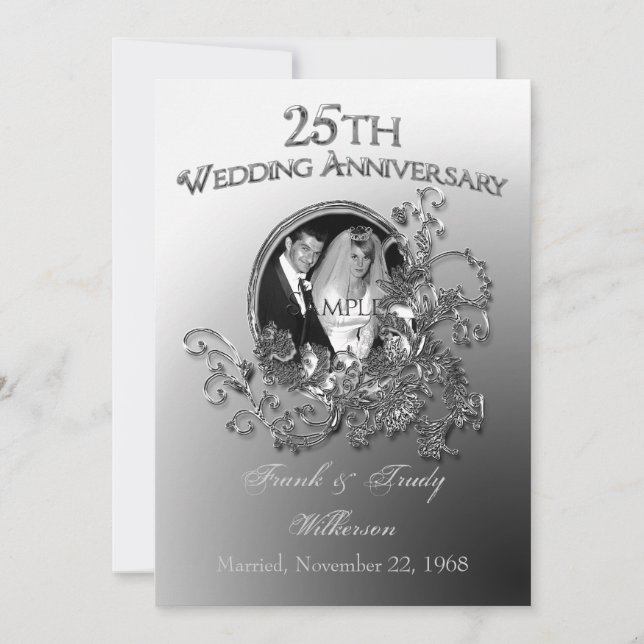 Invitation Cartons d'invitation pour les 25 ans de mariage (Devant)