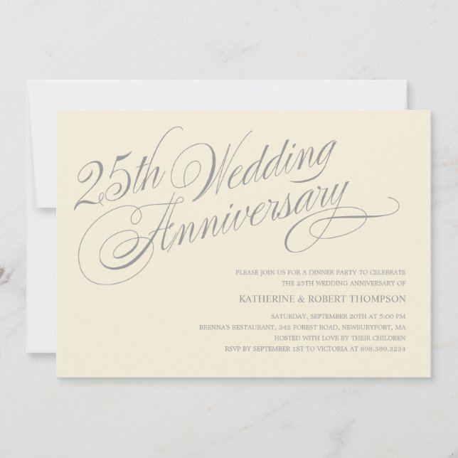 Invitation Cartons d'invitation pour les 25 ans de mariage (Devant)