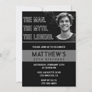 Invitation Cartons d'invitation pour les 25 ans The Man The L
