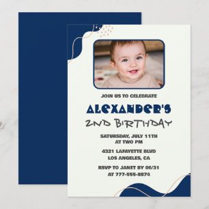 Invitation Cartons d'invitation pour les 2 ans Garçon Navy Si