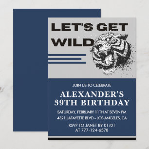 Invitation Cartons d'invitation pour les 39 ans Hommes Tigre