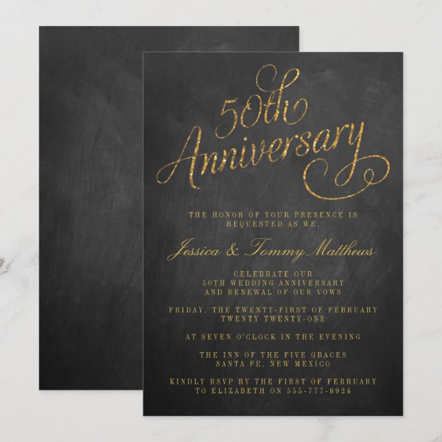 Invitation Cartons d'invitation pour les 50 ans de mariage (Devant / Derrière)