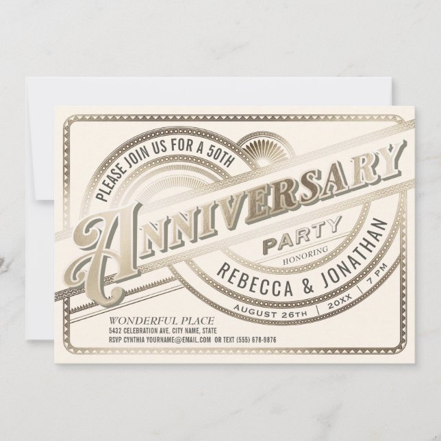 Invitation Cartons d'invitation pour les 50 ans de mariage en (Devant)