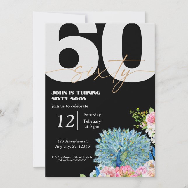 Invitation Cartons d'invitation pour les 60 ans de Black Peac (Devant)