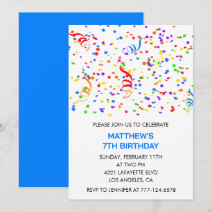 Invitation Cartons d'invitation pour les 7 ans Confettis Arc-