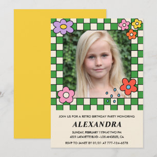 Invitation Cartons d'invitation pour les 8 ans Fleurs rétro f