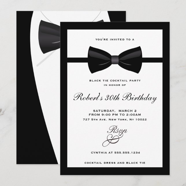 Invitation Cartons d'invitation pour soirée cocktail en tenue (Devant / Derrière)