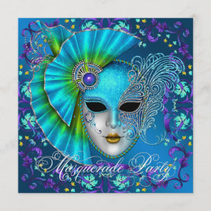 Invitation Cartons d'invitation pour soirée masquée bleu sarc