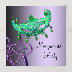 Invitation Cartons d'invitation pour Soirée Masquée Verte et