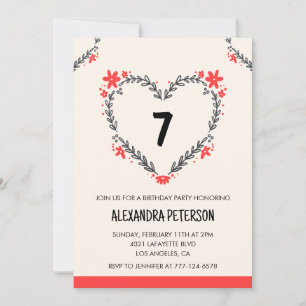 Invitation Cartons d'invitation pour son 7ème anniversaire fl