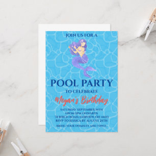 Invitation cartons d'invitation pour une fête de piscine sirè