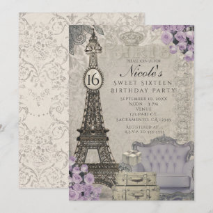 Invitation Cartons d'invitation pour une soirée aux roses vio