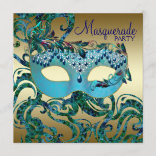 Invitation Cartons d'invitation pour une soirée masquée bleu