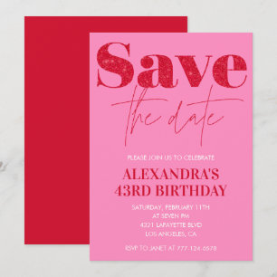 Invitation Cartons d'invitation rose chic pour 43e anniversai