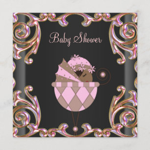 Invitation Cartons d'invitation Rose Noir Or Dentelle pour Fi