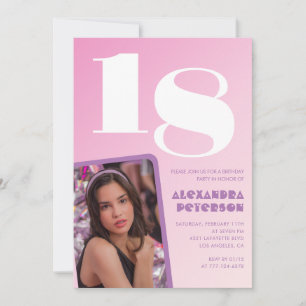 Invitation Cartons d'invitation rose pour 18 ans Photo Rétro