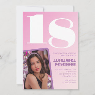 Invitation Cartons d'invitation rose pour 18 ans Photo Rétro