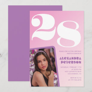 Invitation Cartons d'invitation rose pour 28e anniversaire Ph