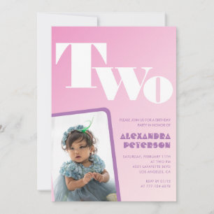 Invitation Cartons d'invitation rose pour 2ème anniversaire F