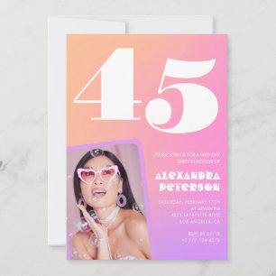 Invitation Cartons d'invitation rose pour 45 ans avec photo r
