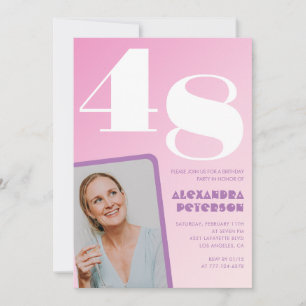 Invitation Cartons d'invitation rose pour 48e anniversaire Ph