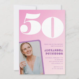 Invitation Cartons d'invitation rose pour 50ème anniversaire
