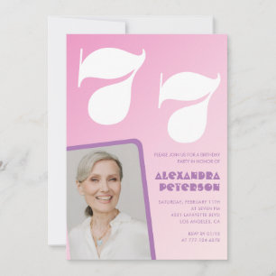 Invitation Cartons d'invitation rose pour 77e anniversaire Ph