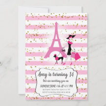 Cartons d'invitation rose pour fête française pour
