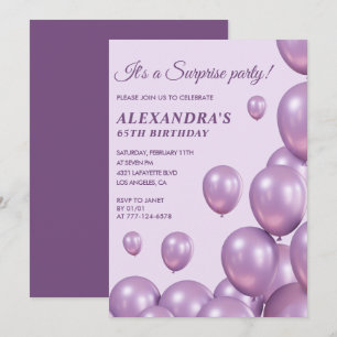 Invitation Cartons d'invitation surprise pour 65 ans Ballons 