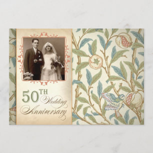 Invitation Cartons d'invitation vintage pour 50 ans de mariag
