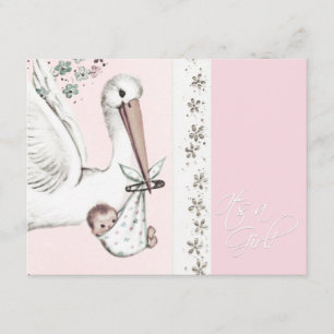 Invitation Cartons d'invitation vintage rose pour la baby sho