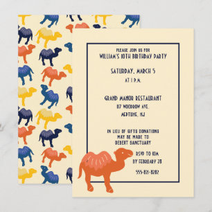 Invitation Cartoon Orange Camel Bactrian 2 Humps Personnalisé