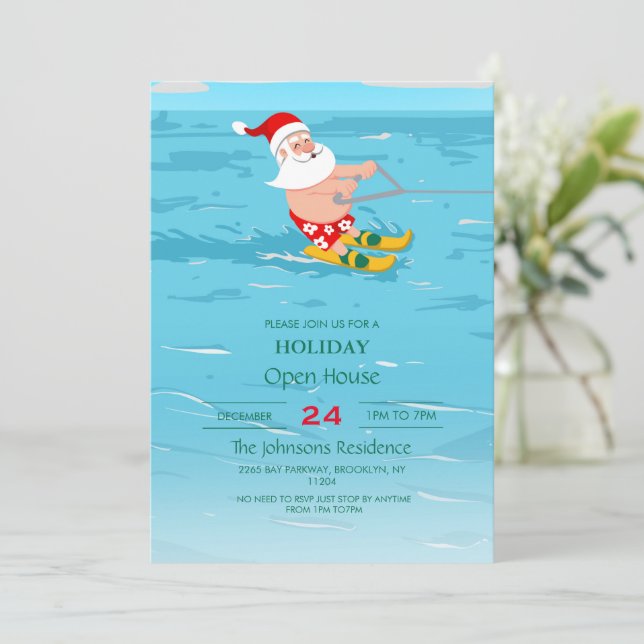 Invitation Cartoon Santa Claus la navigation (Debout devant)