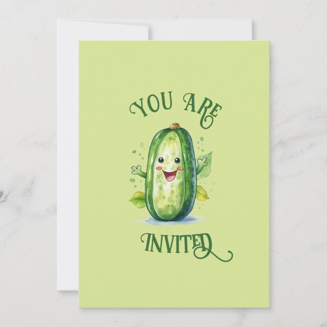 Invitation Cartoon vert mignon Picket Anniversaire (Devant)
