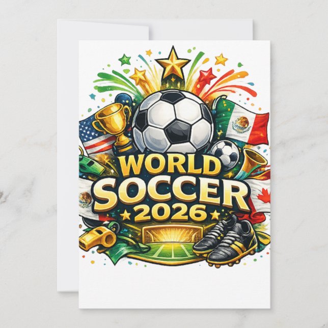 Invitation Cartoon World Soccer 2026 T-Shirt Design – Fun Foo (Devant)