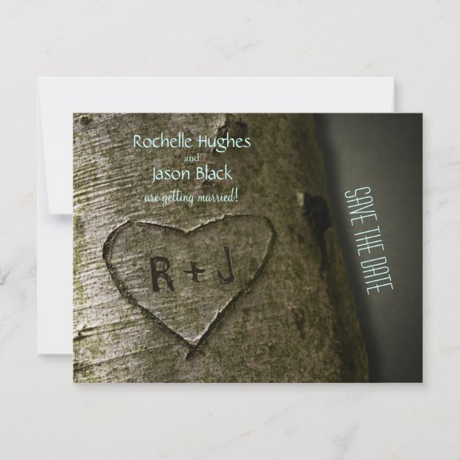 Invitation Carve d'arbre rustique — Enregistrer la date (Devant)
